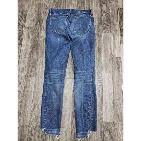 (3/$35) Ann Taylor LOFT Jeans Women 0 / 25 Blue Modern Skinny Distressed Raw Hem - Picture 2 of 14
